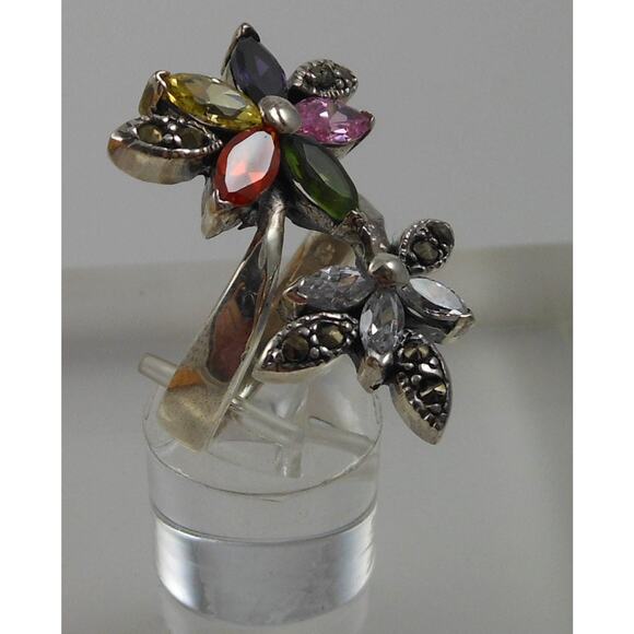 Sterling Silver Flower Bypass Ring from Thailand Size 8 NOS - Picture 4 of 10